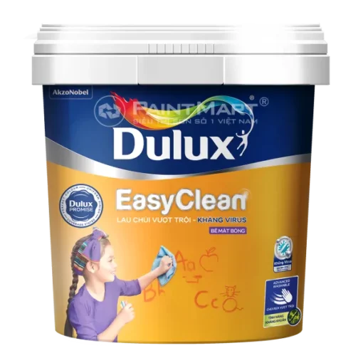 Sơn nội thất Dulux Easyclean lau chùi vượt trội kháng Virus bề mặt bóng 99AB - Lon 5L