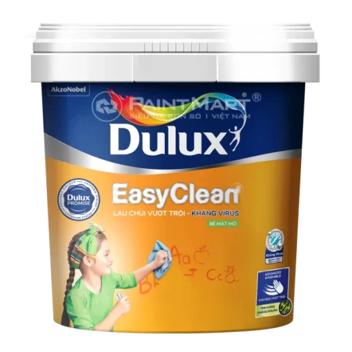 Sơn nội thất Dulux Easyclean lau chùi vượt trội kháng Virus bề mặt mờ 99A - Lon 5L