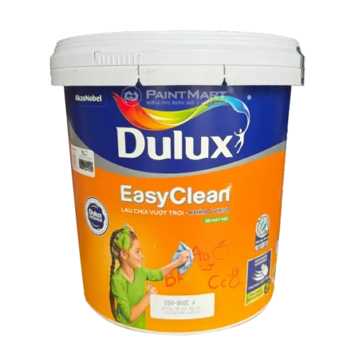 Sơn nội thất Dulux Easyclean lau chùi vượt trội kháng Virus bề mặt mờ 99A - thùng 15L